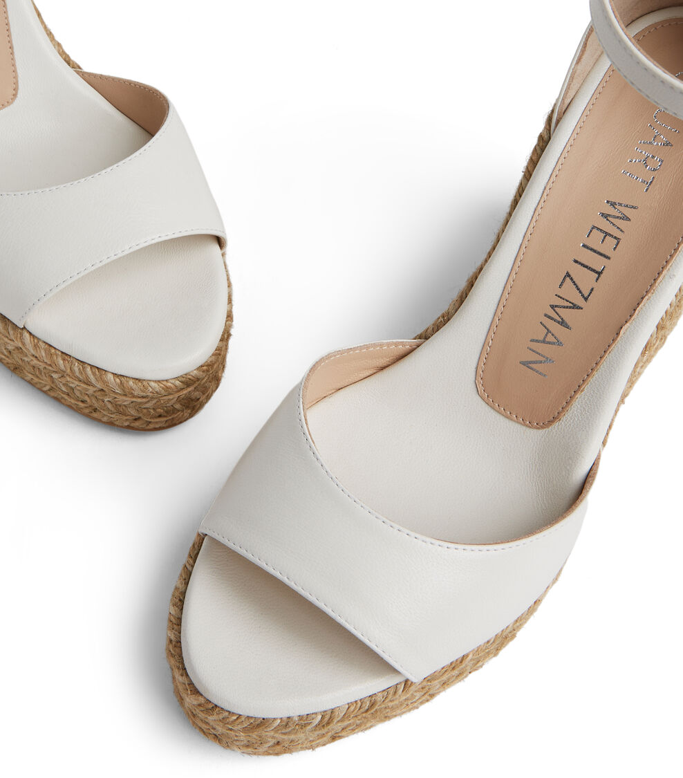 Stuart Weitzman NUDISTCURVE ESPADRILLE WEDGE WHITE SF614LARWHT