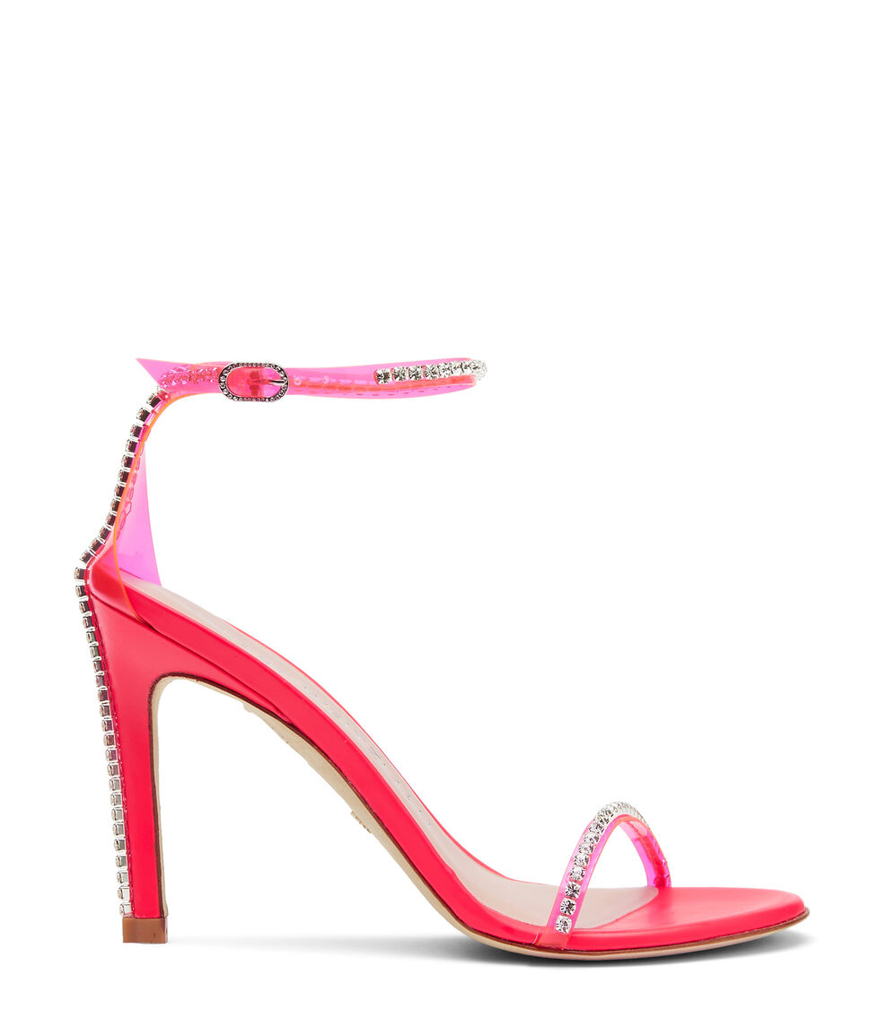 Stuart Weitzman NUDISTGLAM 100 SANDAL NEON PINK SC009FUPUKQ