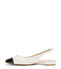 Stuart Weitzman SLEEK BOW SLINGBACK FLAT CREAM/BLACK SJ075SCPCRB