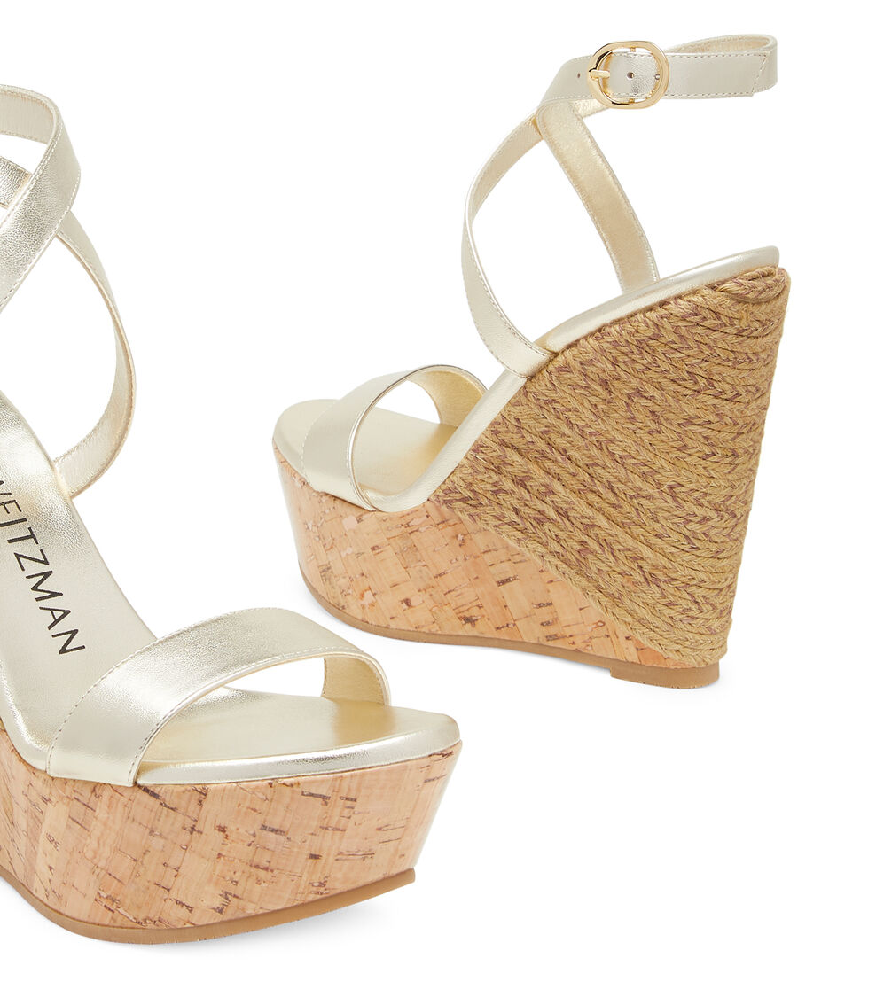 Stuart Weitzman 5050 WEDGE SANDAL PLATINO SE336LIJVOR