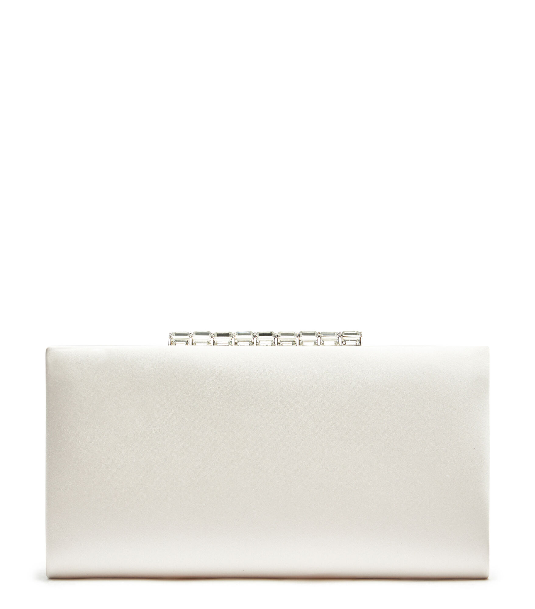 Cream satin clutch bag top