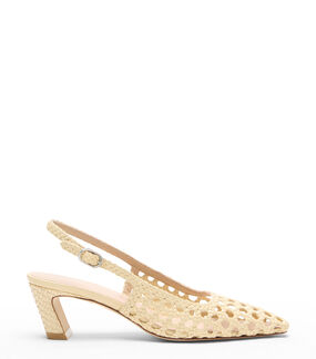 Stuart Weitzman STASSI WOVEN SLINGBACK 50 STRAW SN778FIKSTR