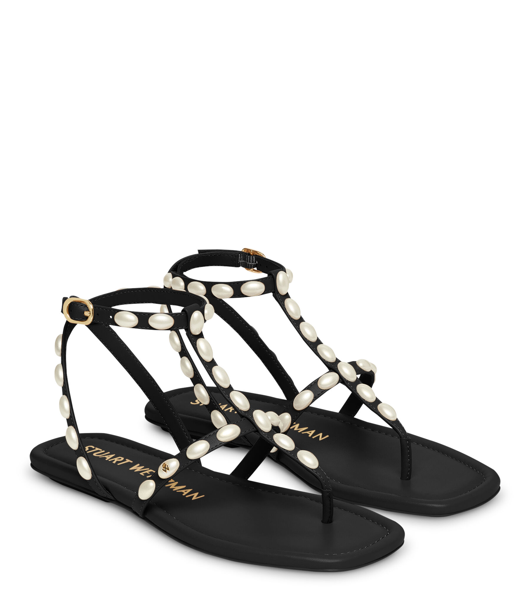 PEARLITA FLAT SANDAL in BLACK for Women Stuart Weitzman UK