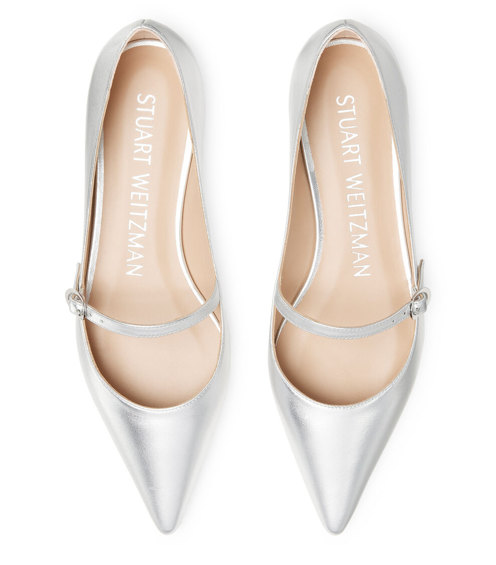 Stuart Weitzman EMILIA MARY JANE FLAT ARGENTO SH289LIDSLV
