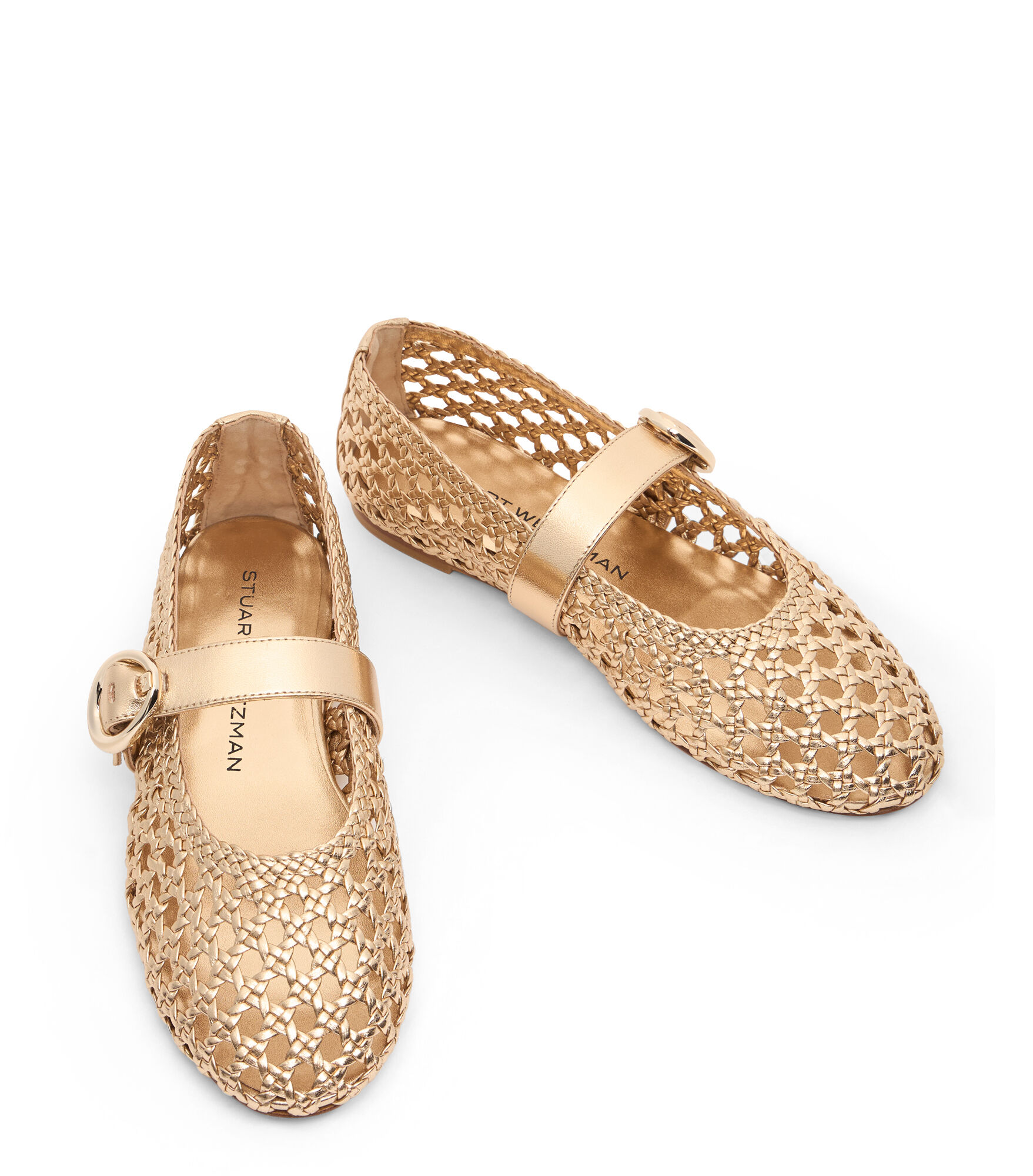 フラットシューズ Stuart Weitzman SS25 THEA MARYJANE BALLERINA (SK782MEW GOE) Stuart Weitzman Thea Woven Leather Mary Jane Ballerina Flats
