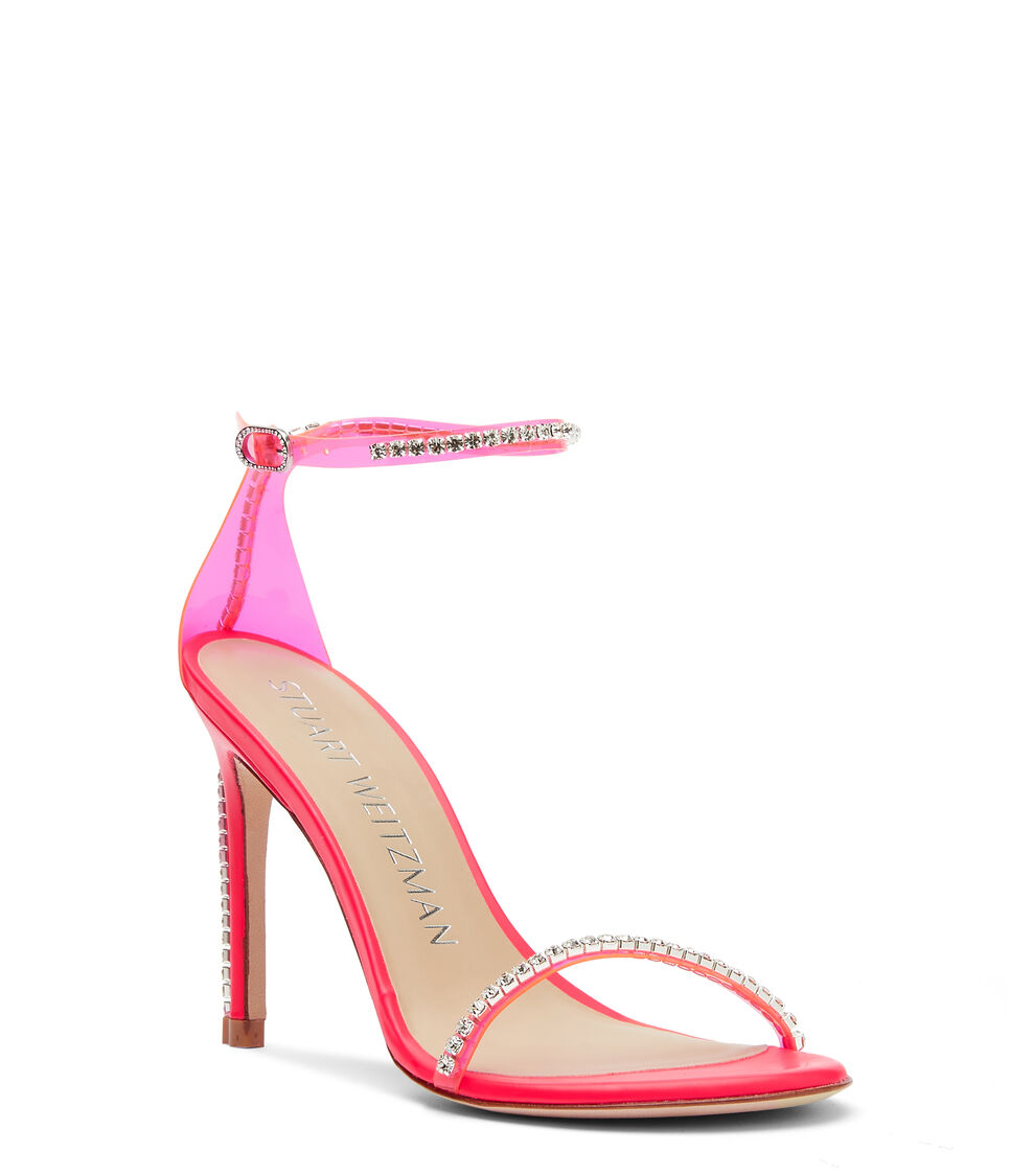 Stuart Weitzman NUDISTGLAM 100 SANDAL NEON PINK SC009FUPUKQ
