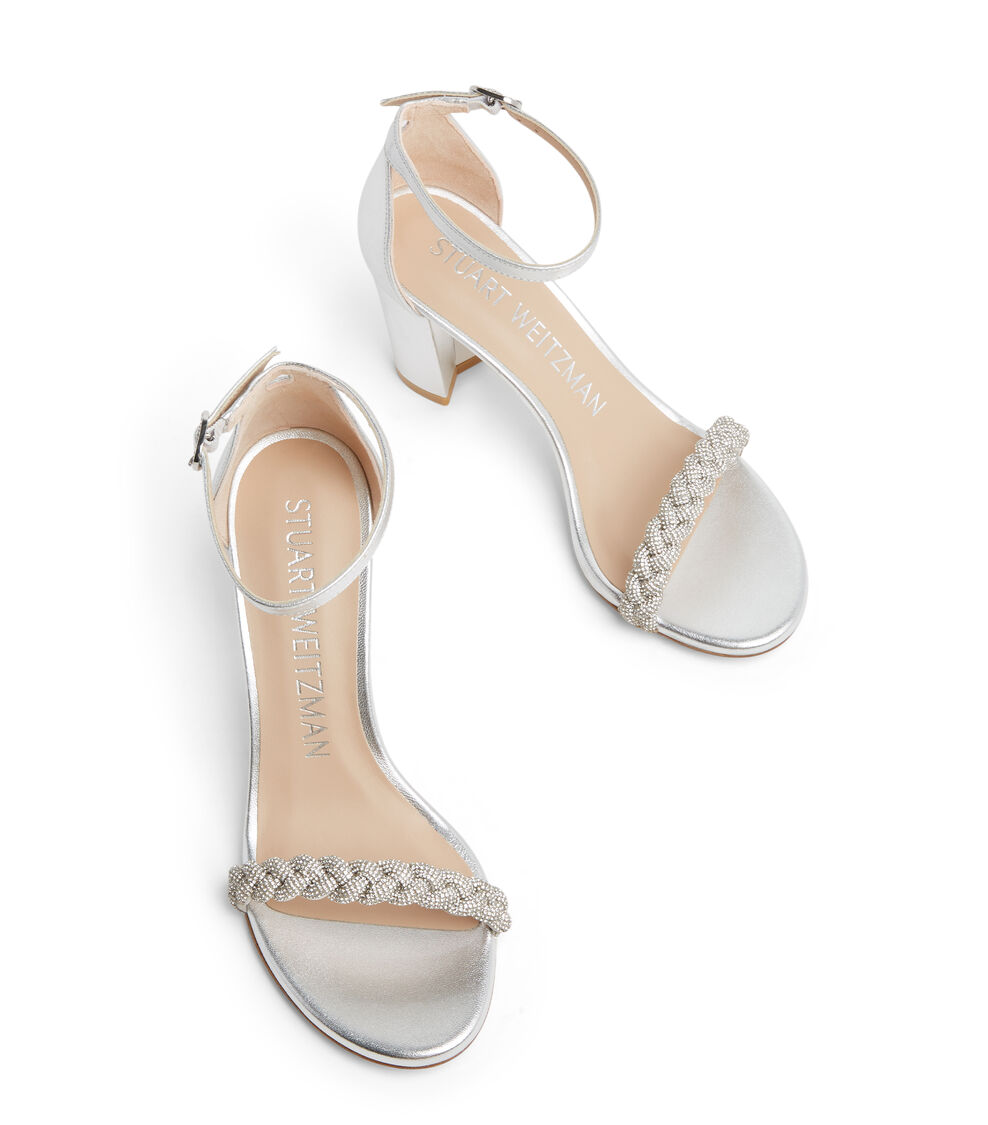 Stuart Weitzman NEARLYNUDE HIGHSHINE SANDAL SILVER SC643LIDSLV