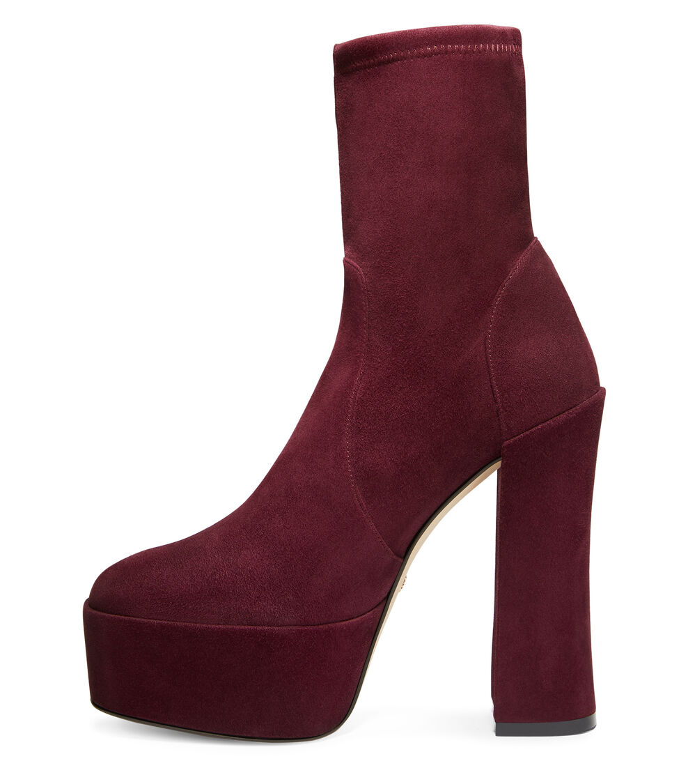 Stuart Weitzman SKYHIGH 145 STUART PLATFORM BOOTIE CABERNET SC802SUSCAB