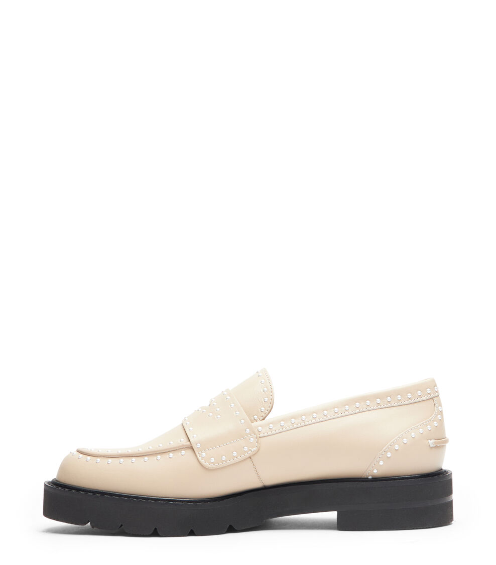 Stuart Weitzman PARKER LIFT MINI PEARL LOAFER DÜNE SF409SMODUN
