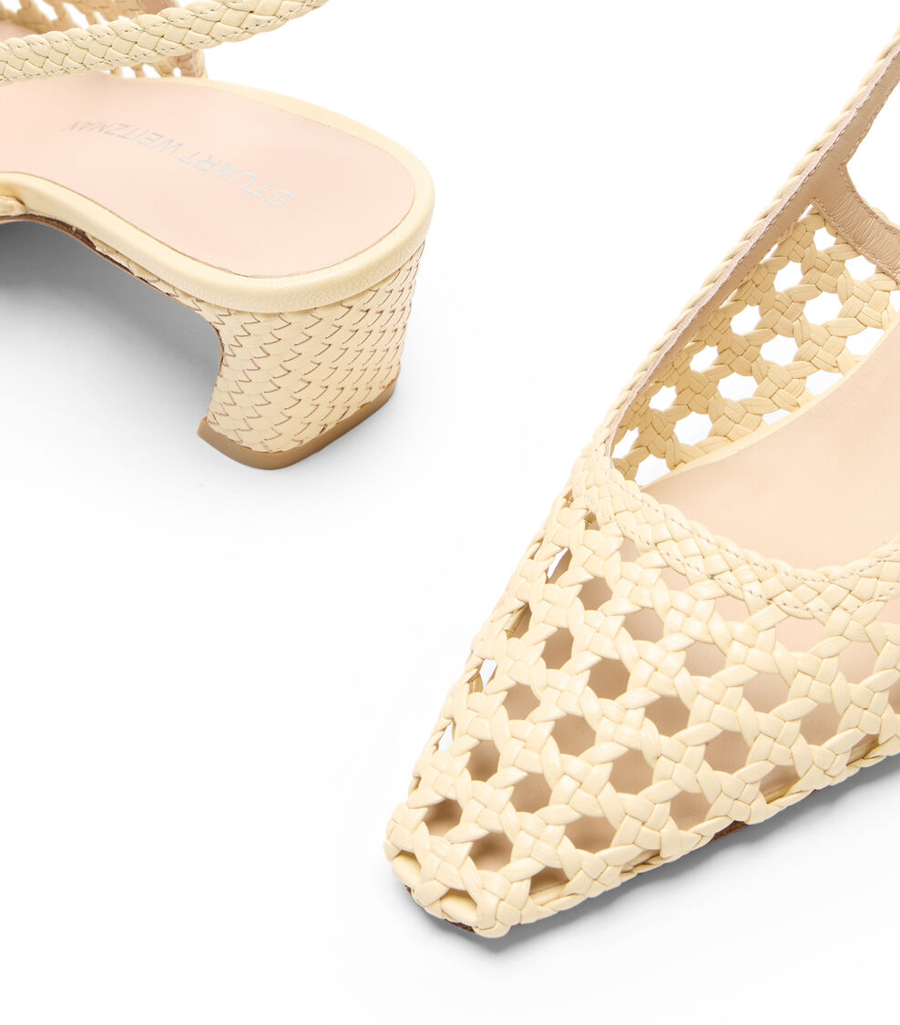 Stuart Weitzman STASSI WOVEN SLINGBACK 50 STRAW SN778FIKSTR