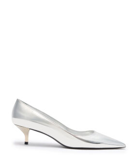 Stuart Weitzman STUART KITTEN PUMP SILVER SJ632LSPSLV
