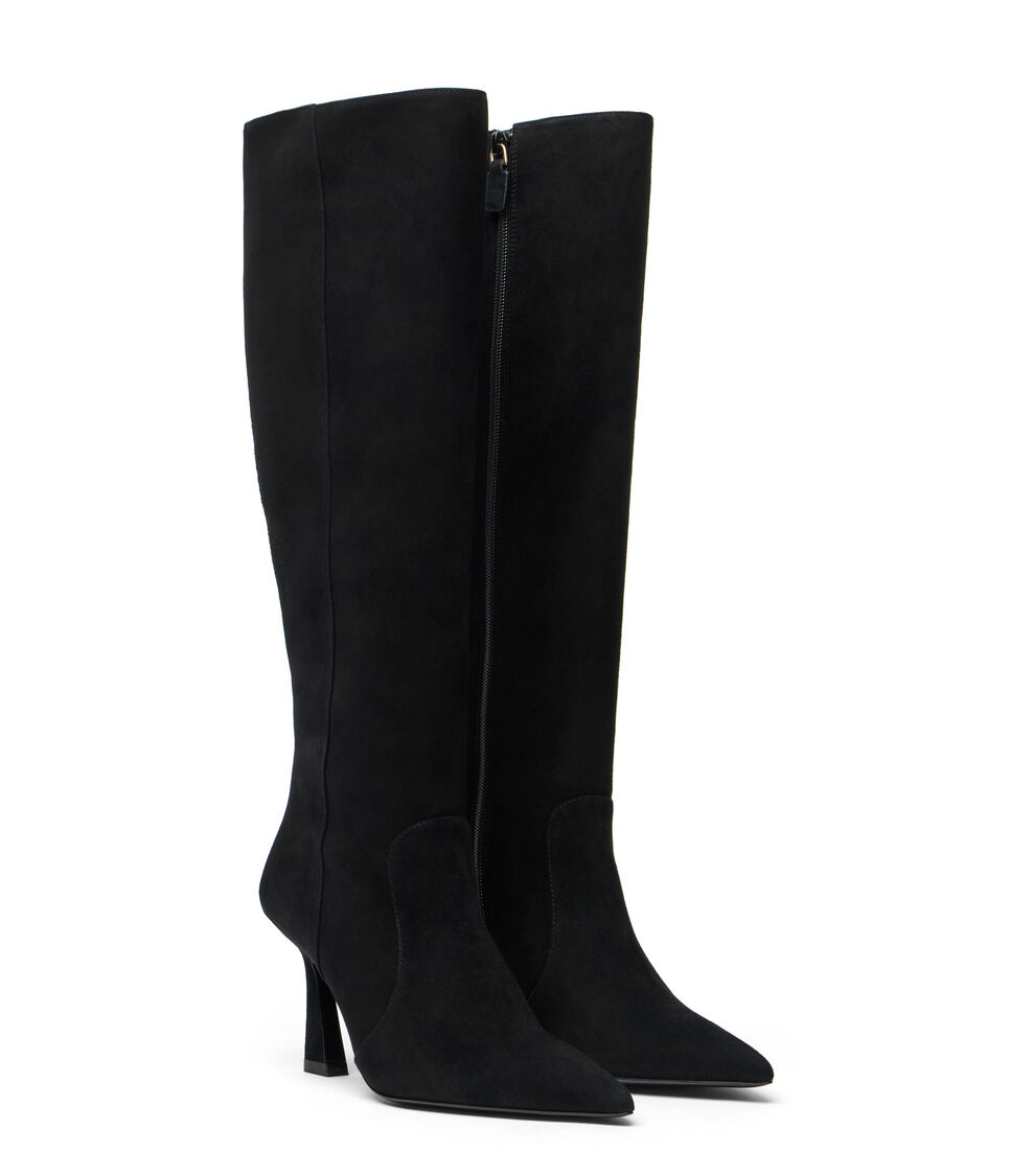 Stuart Weitzman VINNIE ZIP BOOT 85 BLACK SM588SUEBLK