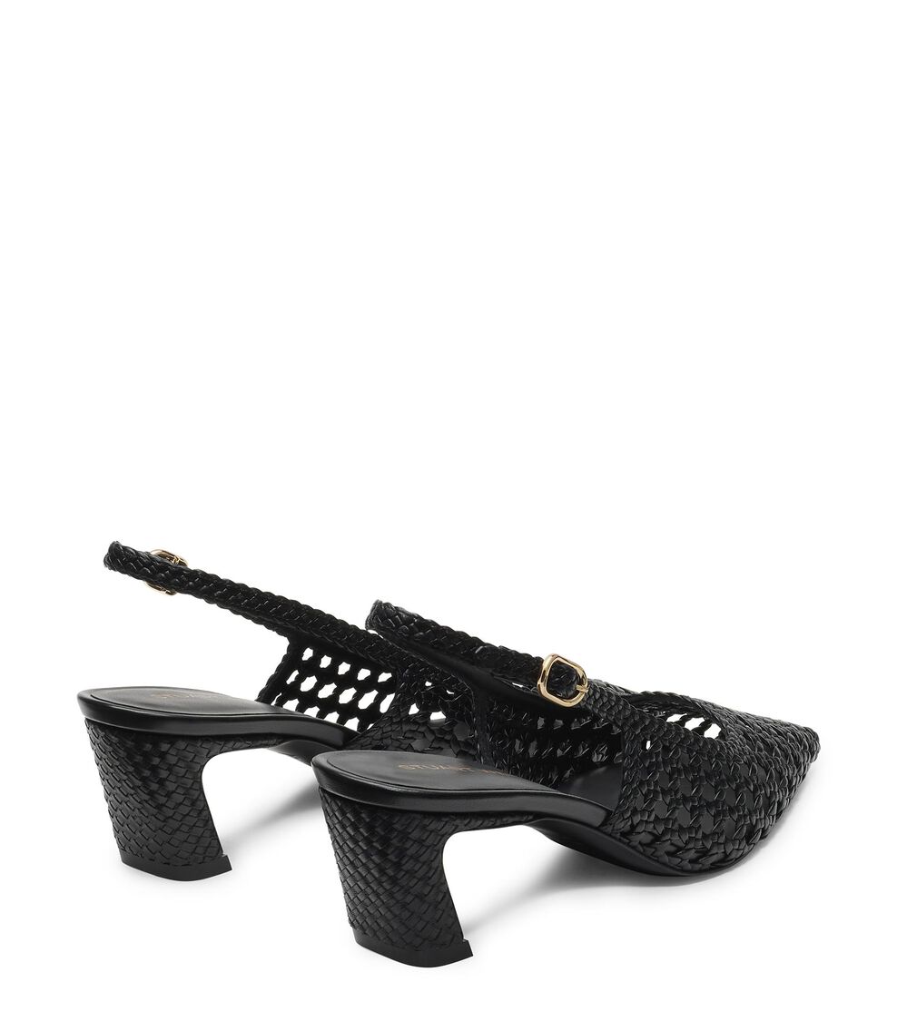 Stuart Weitzman STASSI WOVEN SLINGBACK 50 BLACK SN778FIKBLK