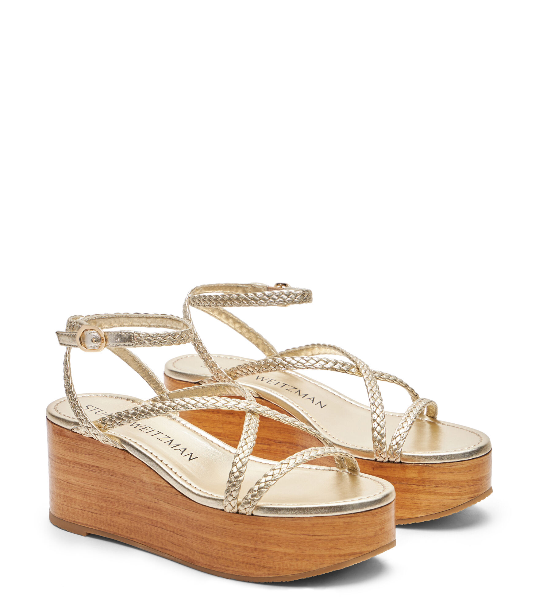 Stuart weitzman gold wedges shop