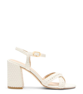 Stuart Weitzman ALYSSA WOVEN BLOCK 85 CREAM SN782WOVCRM