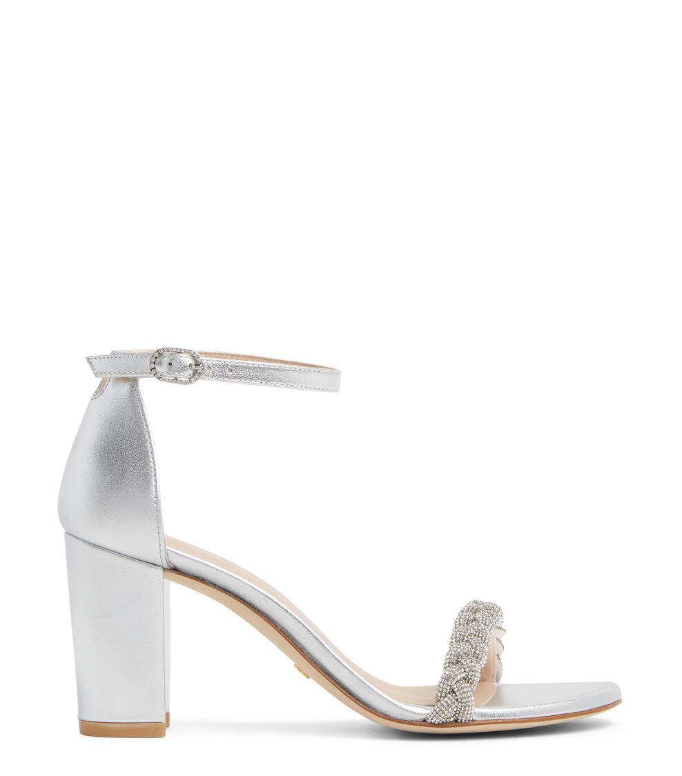 Stuart Weitzman NEARLYNUDE HIGHSHINE SANDAL SILVER SC643LIDSLV