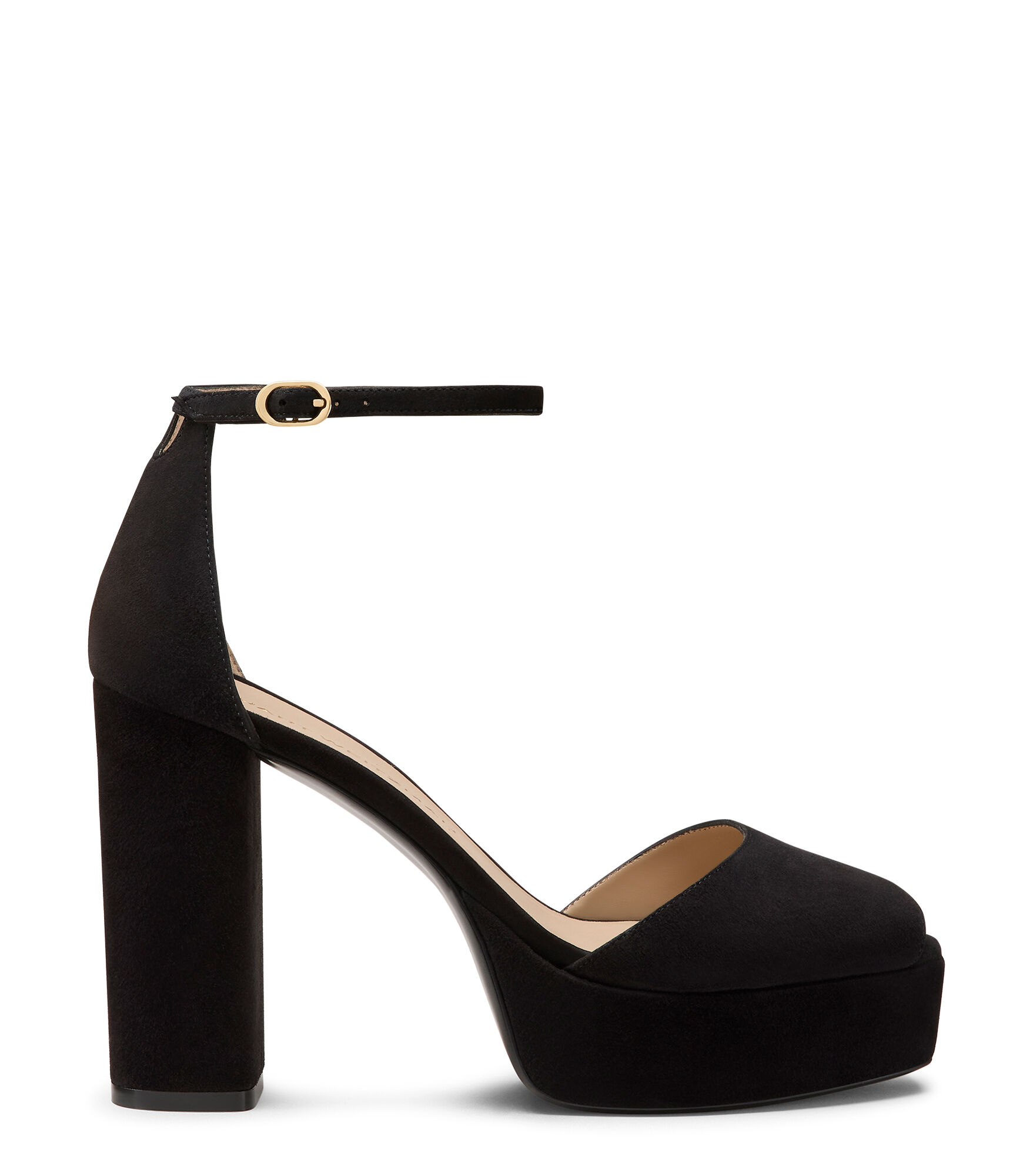 Stuart Weitzman, SABRINA ANKLE-STRAP PLATFORM, PUMPS, BLACK, SUEDE