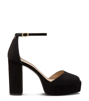 Stuart Weitzman SABRINA ANKLE-STRAP PLATFORM BLACK SN123SUEBLK