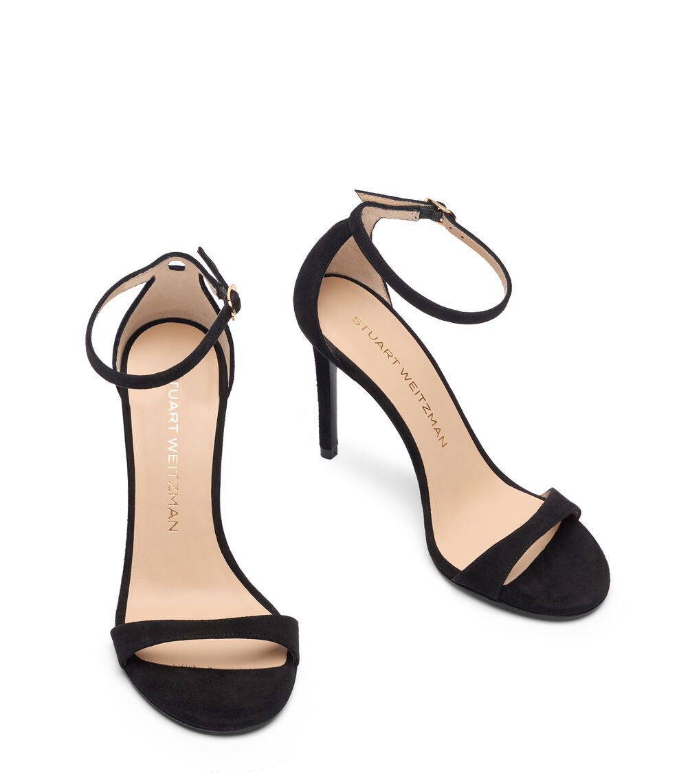 Stuart Weitzman NUDIST II SANDAL 100 BLACK SJ993SUEBLK
