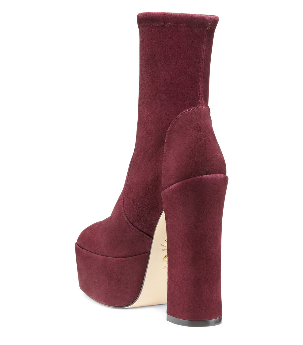 Stuart Weitzman SKYHIGH 145 STUART PLATFORM BOOTIE CABERNET SC802SUSCAB