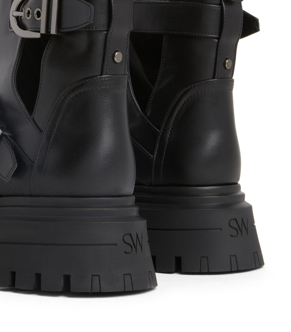 Stuart Weitzman MAVERICK BEDFORD MOTO BOOTIE BLACK SF018SMOBLK
