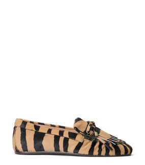 Stuart Weitzman BRITT FRINGE MOCCASIN NEW CAMEL/SHADOW/BLACK SO436ZEHZ5V