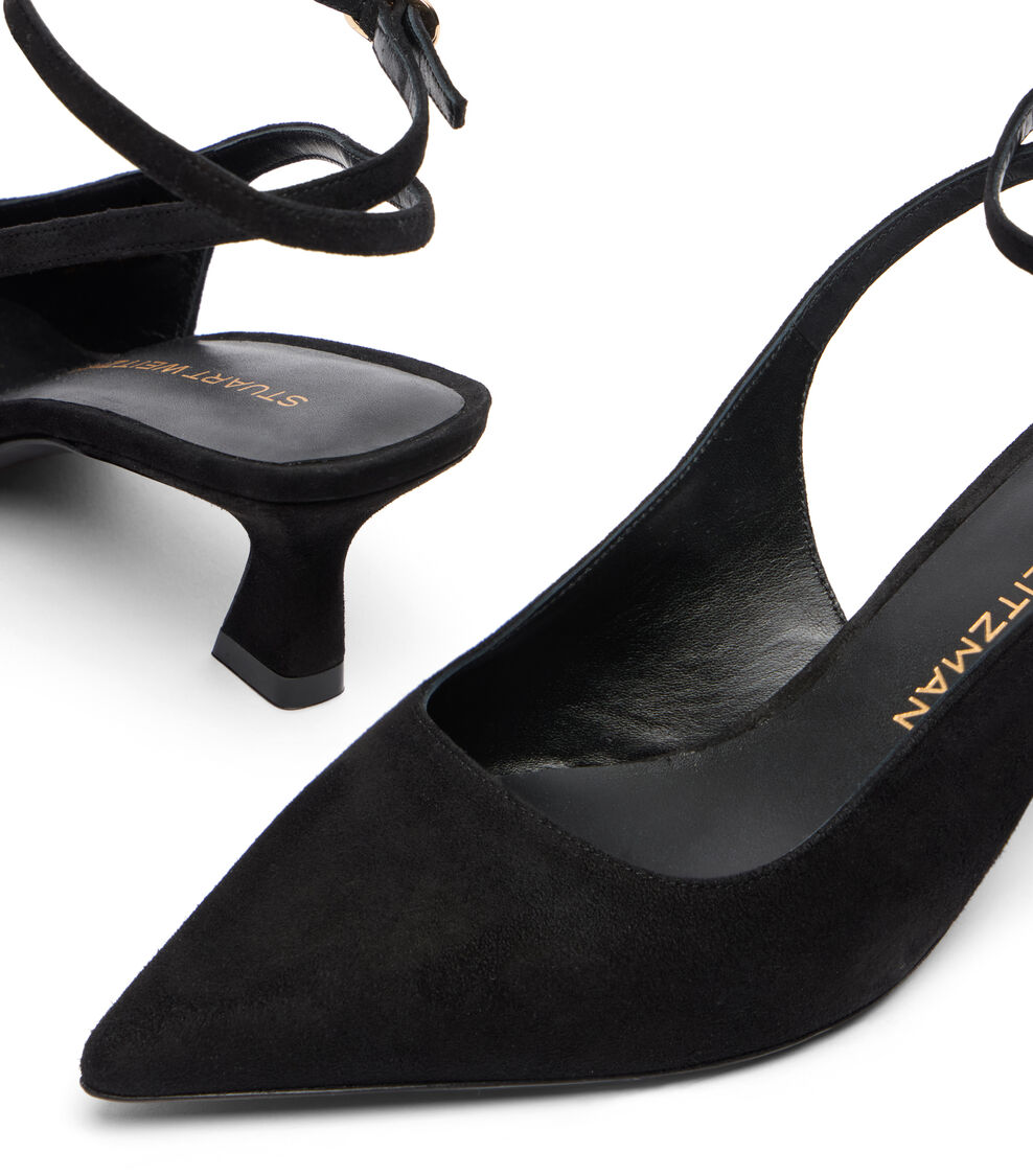Stuart Weitzman VINNIE 50 STRAP PUMP BLACK SM358SUEBLK