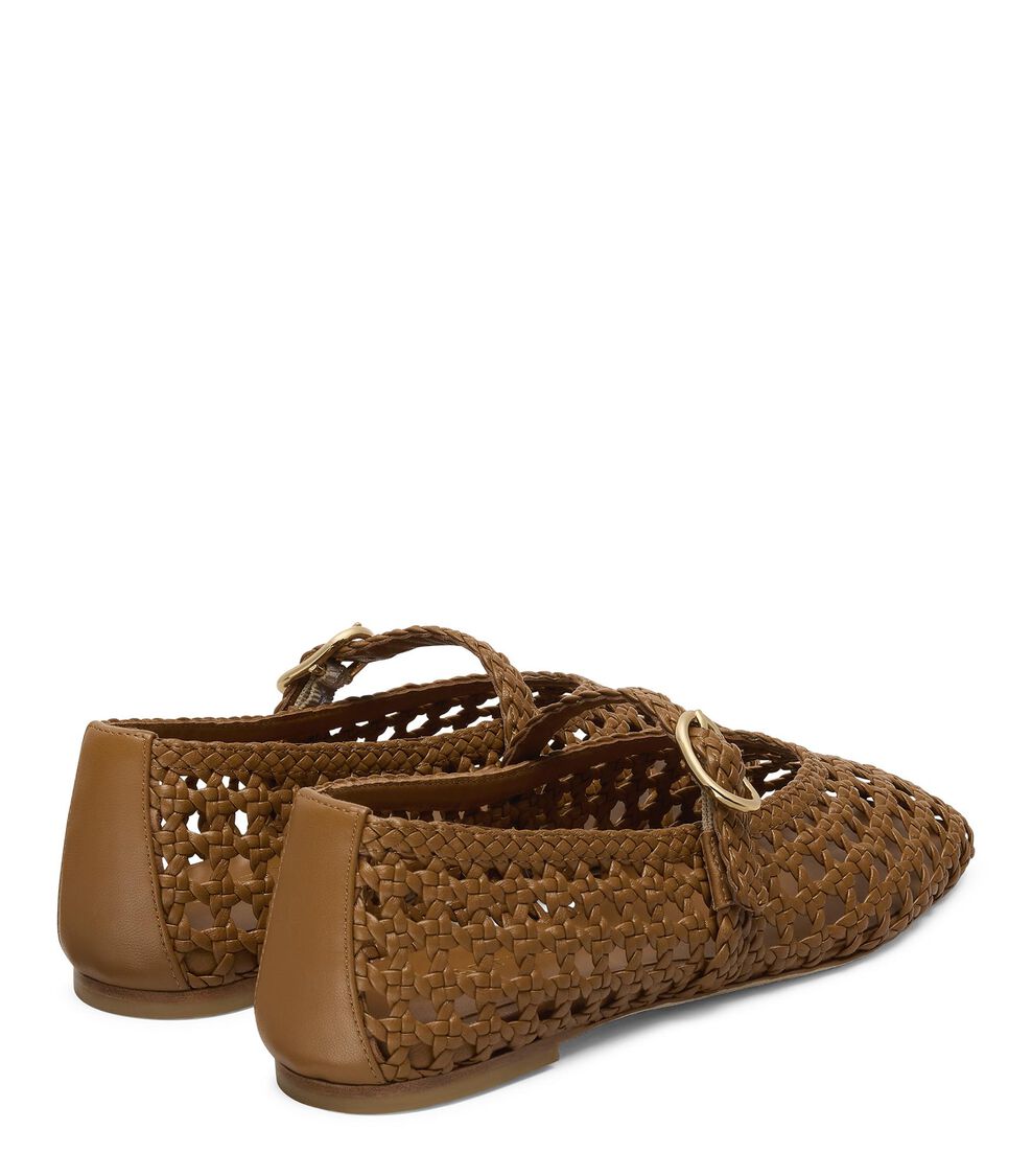Stuart Weitzman PRIMA WOVEN MARY JANE BOHO TAN SN724FIKYVY