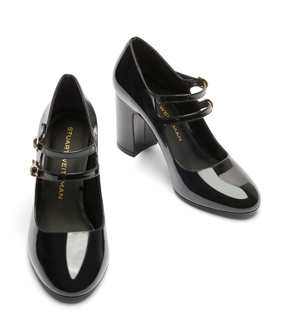 Stuart Weitzman POSH 85 MARY JANE BLACK SK001PATBLK
