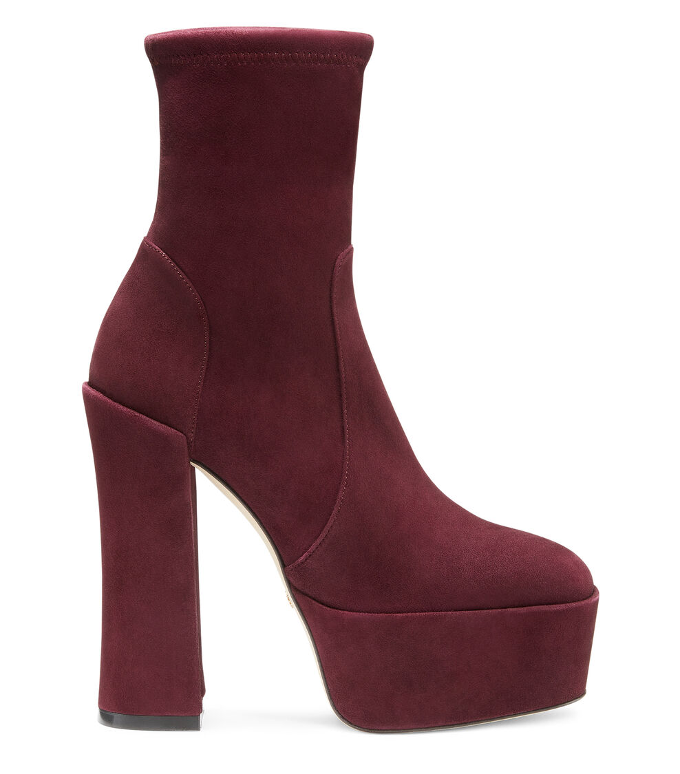 Stuart Weitzman SKYHIGH 145 STUART PLATFORM BOOTIE CABERNET SC802SUSCAB