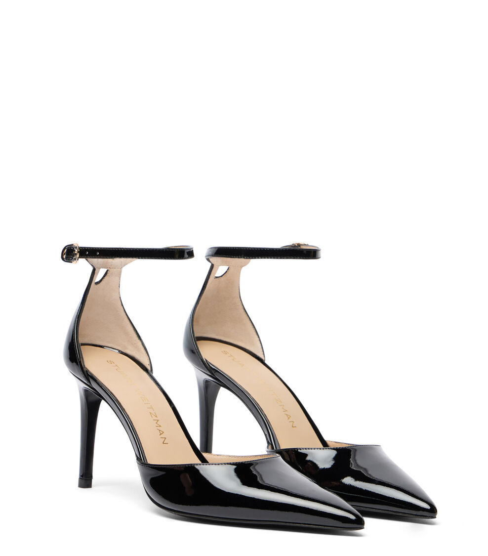 Stuart Weitzman STUART POWER STRAP 85 BLACK SM491PATBLK