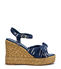 Stuart Weitzman SOFIA ESPADRILLE WEDGE INDIGO/NATUR SH459TRAINN