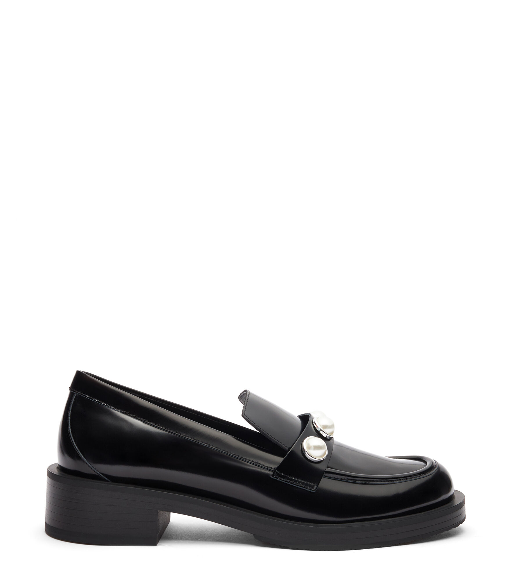 Shop Stuart Weitzman , Portia Bold Loafer, Flats And Loafers, Black, Spazzolato