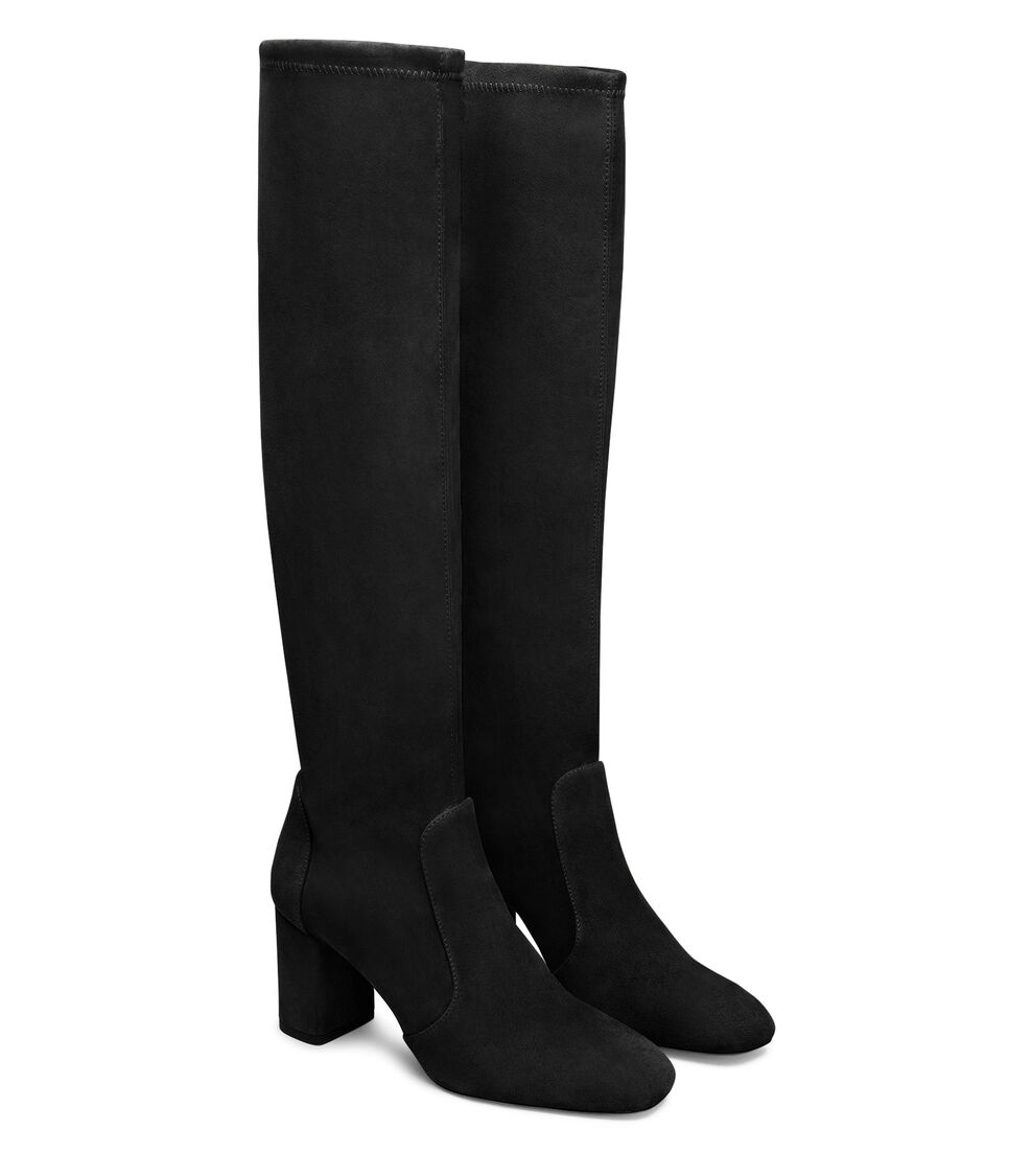 Stuart Weitzman LUCIE BOOT 75 BLACK SN075SUSBLK