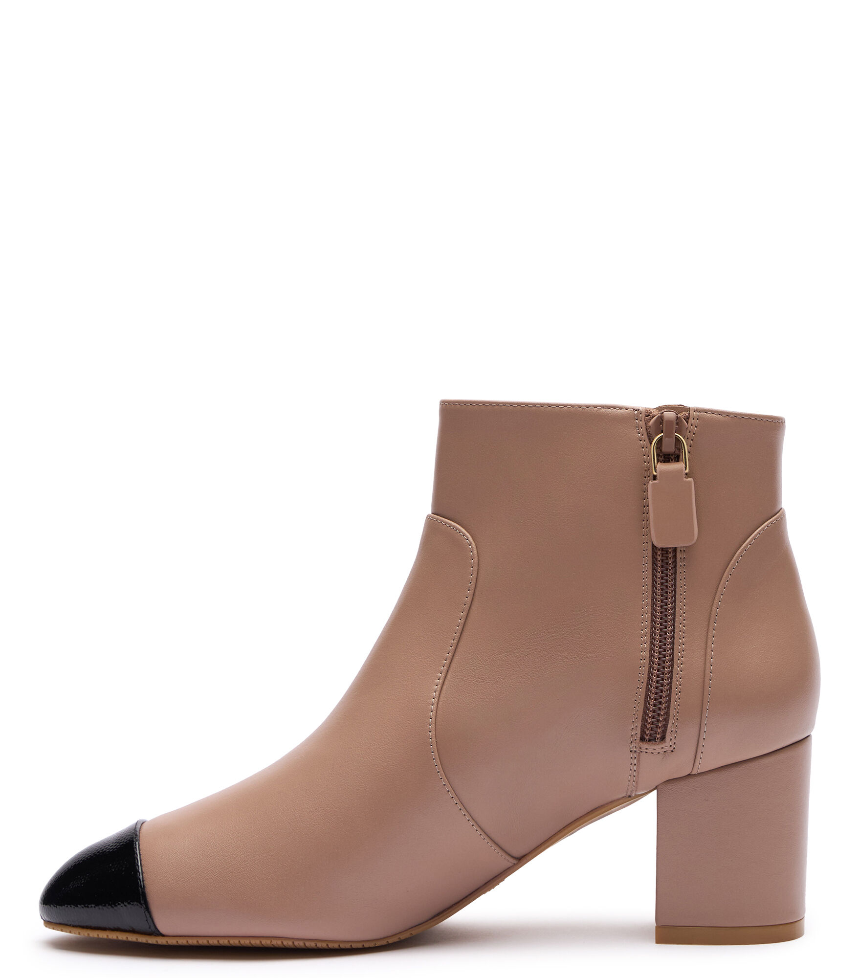 Nude leather top bootie