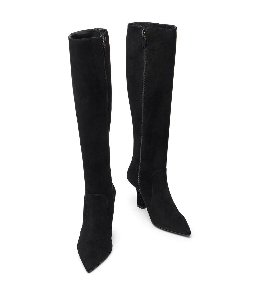 Stuart Weitzman VINNIE ZIP BOOT 85 BLACK SM588SUEBLK