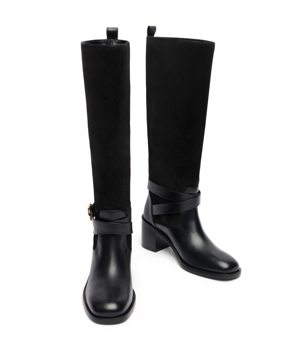 Stuart Weitzman BENNI RIDING BOOT 55 BLACK SM400JQJBLK