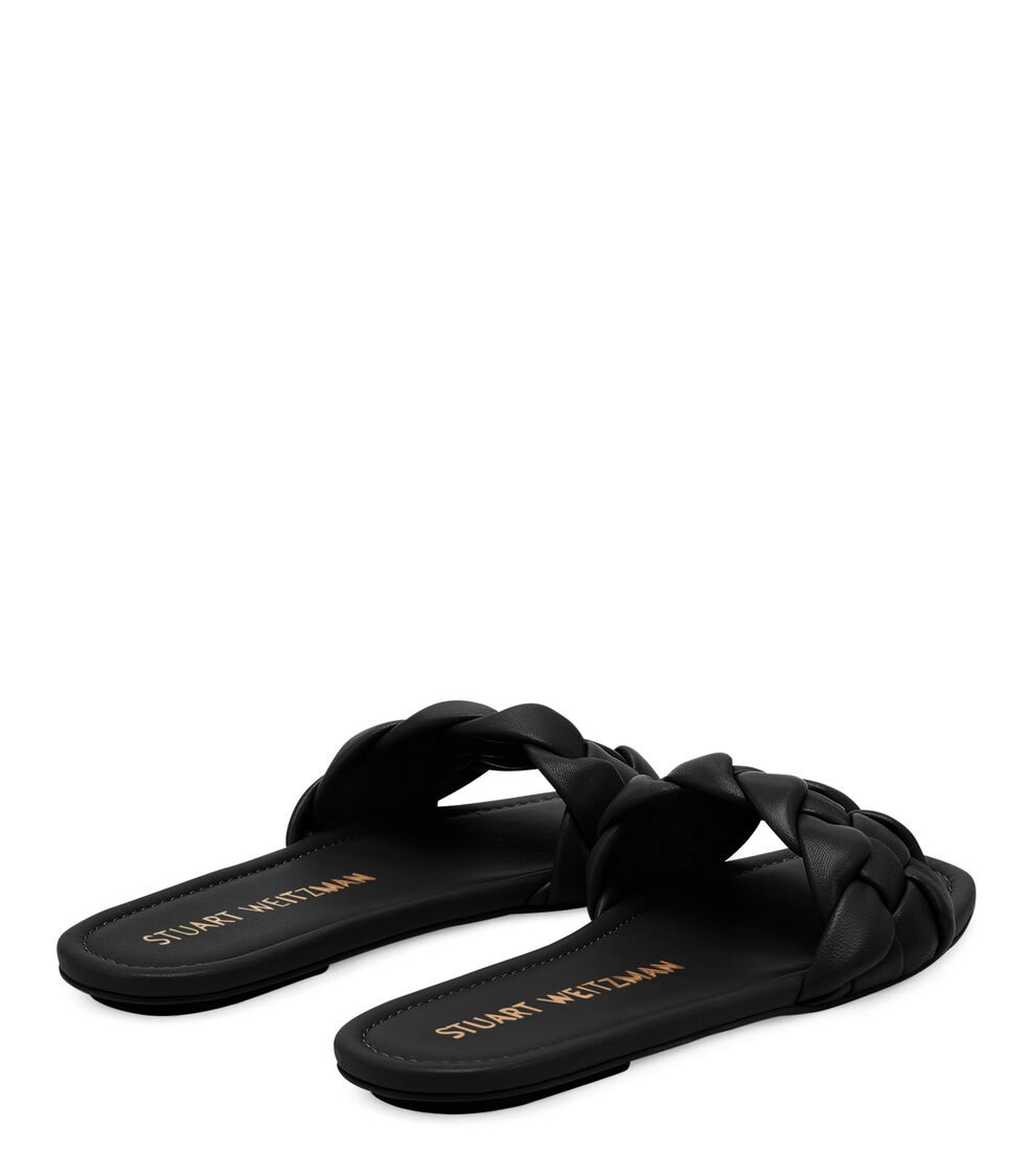 Stuart Weitzman BRAIDA FLAT SLIDE BLACK SE346LARBLK