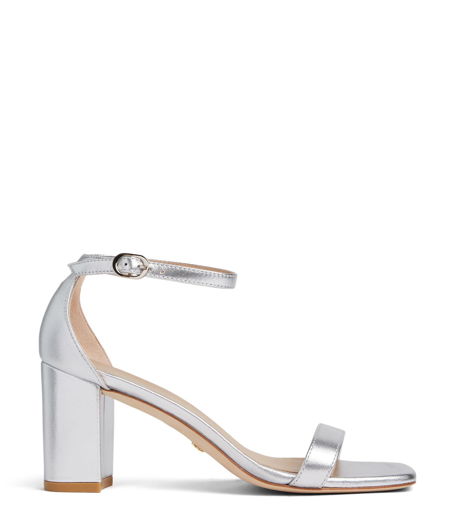 NUDISTCURVE 75 BLOCK SANDAL in SILVER for Women | Stuart Weitzman®