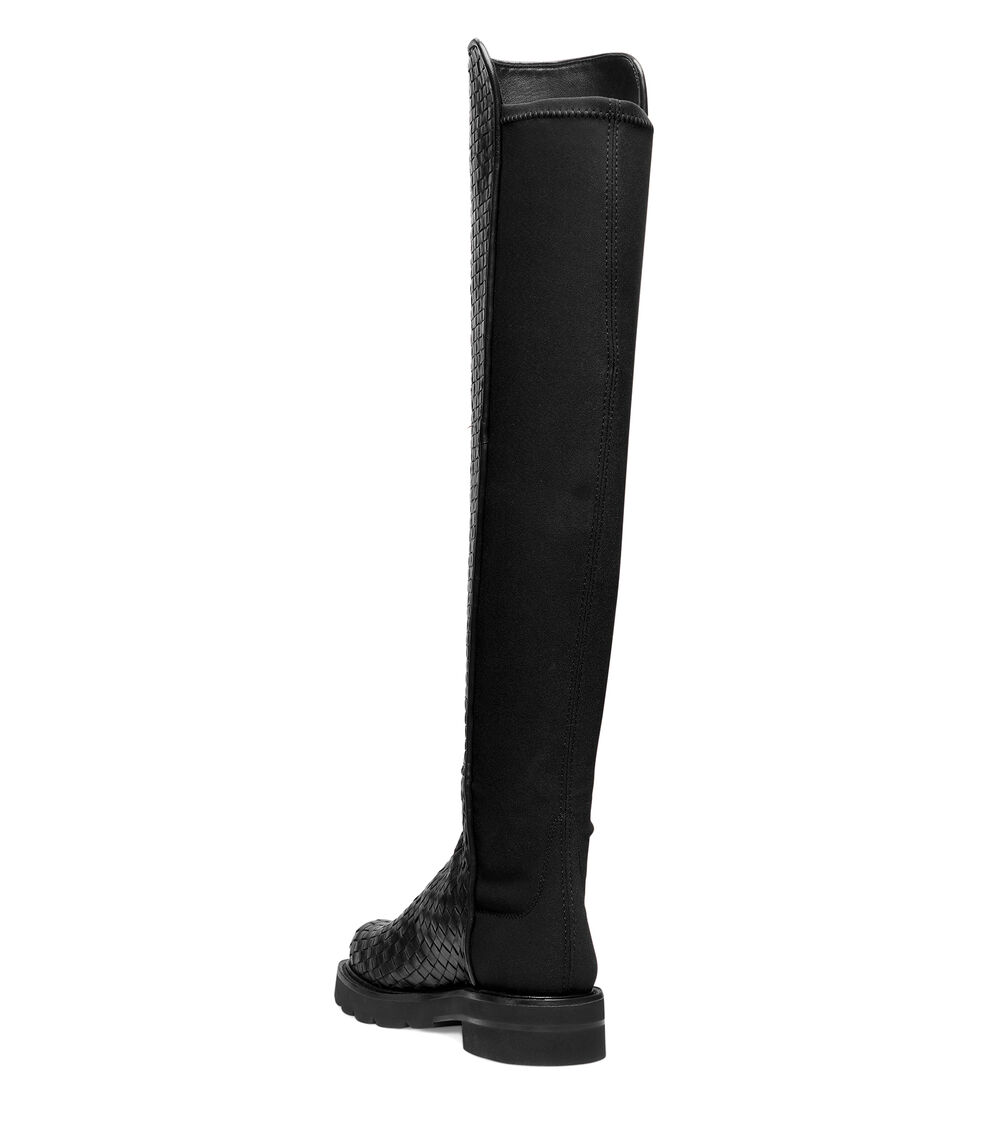 Stuart Weitzman 5050 LIFT WOVEN BOOT BLACK S5923WOSBLK