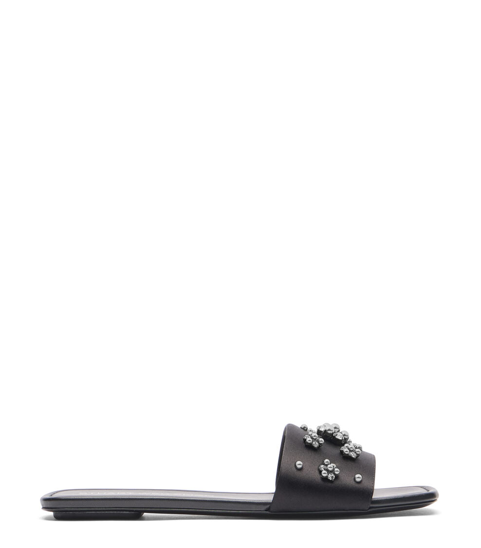 Stuart Weitzman POPPY FLAT SLIDE NEGRO/SOMBRA PLATEADA/GRIS SK105SYPXN0