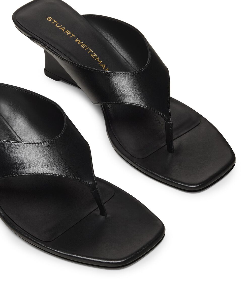 Stuart Weitzman VINNIE WEDGE THONG 50 BLACK SN715PATBLK