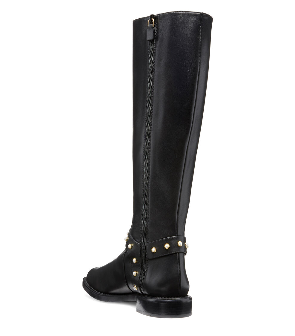 Stuart Weitzman PEARL MOTO BOOT BLACK SB870SMOBLK