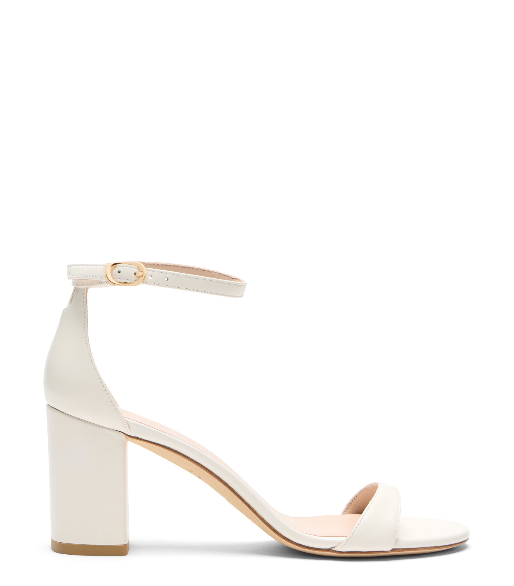 Stuart Weitzman, NUDIST BLOCK 75, SANDALS, CREAM, SMOOTH CALF