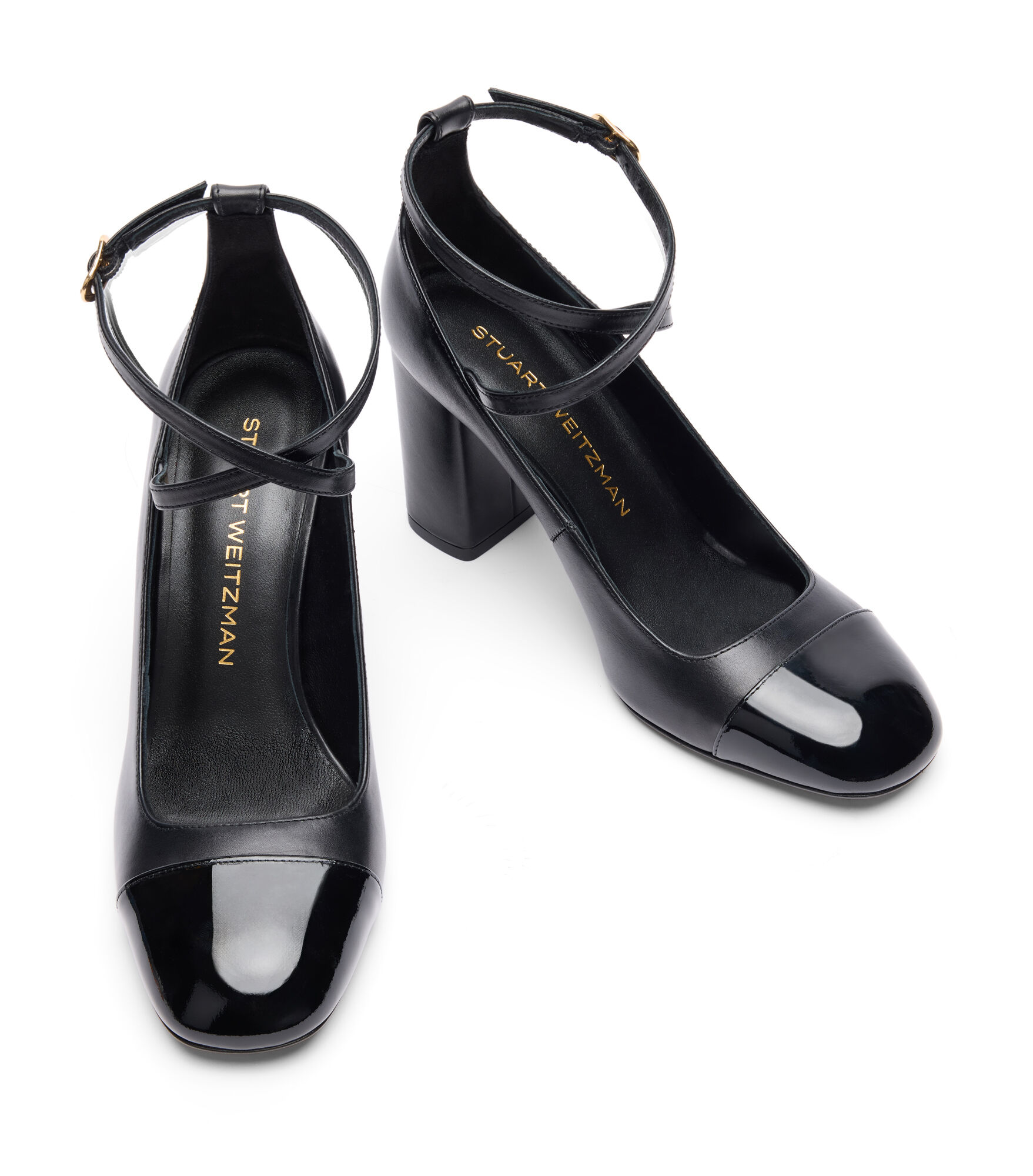EDEN 85 STRAP PUMP in BLACK for Women | Stuart Weitzman® EDEN 85 STRAP PUMP in BLACK for Women | Stuart Weitzman®