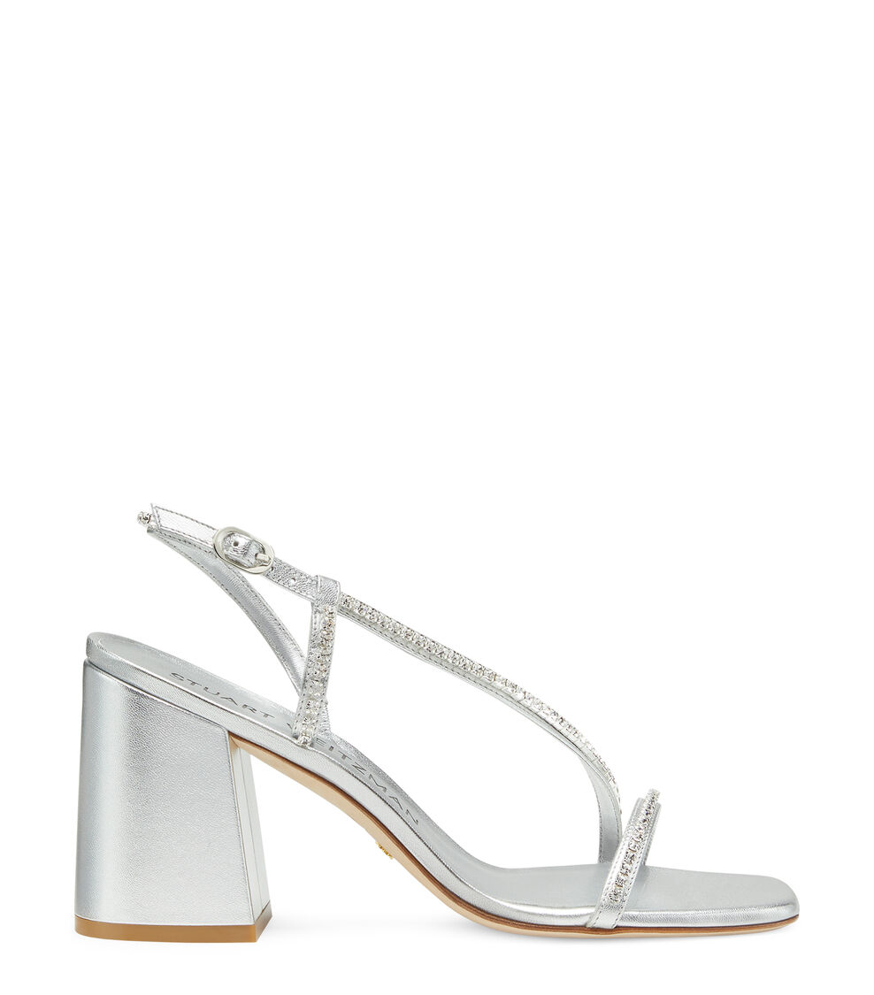 Stuart Weitzman SOIREE CRYSTAL 85 BLOCK SANDAL SILVER SE076LIEQ1E
