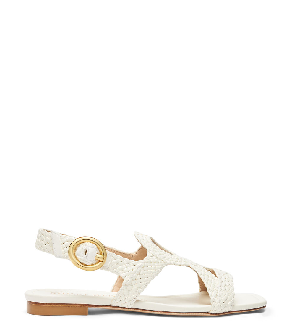 Stuart Weitzman WOVETTE FLAT SANDAL CREAM SH944WOVCRM