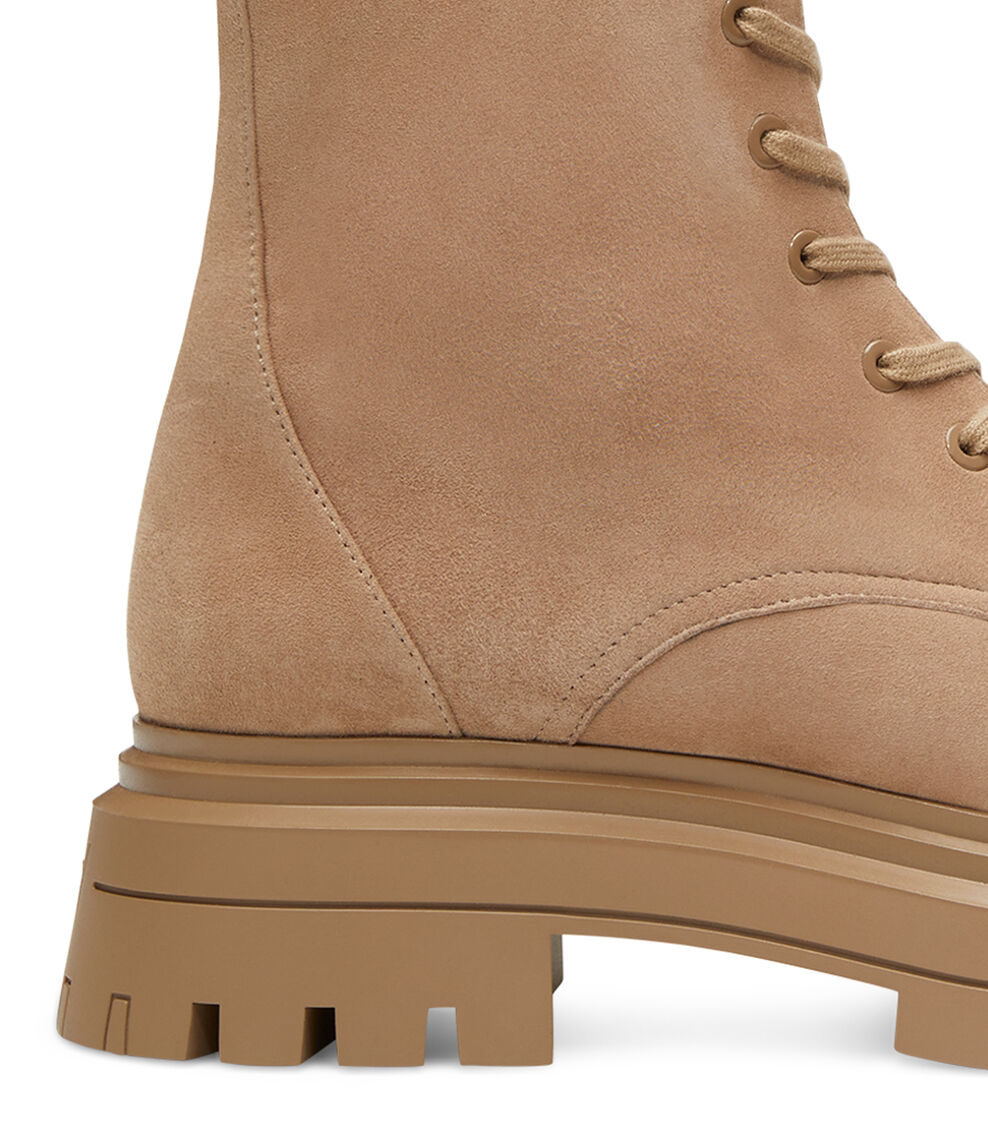 Stuart Weitzman BEDFORD SLEEK LACE-UP BOOTIE CASHMERE SD592SUEVAS