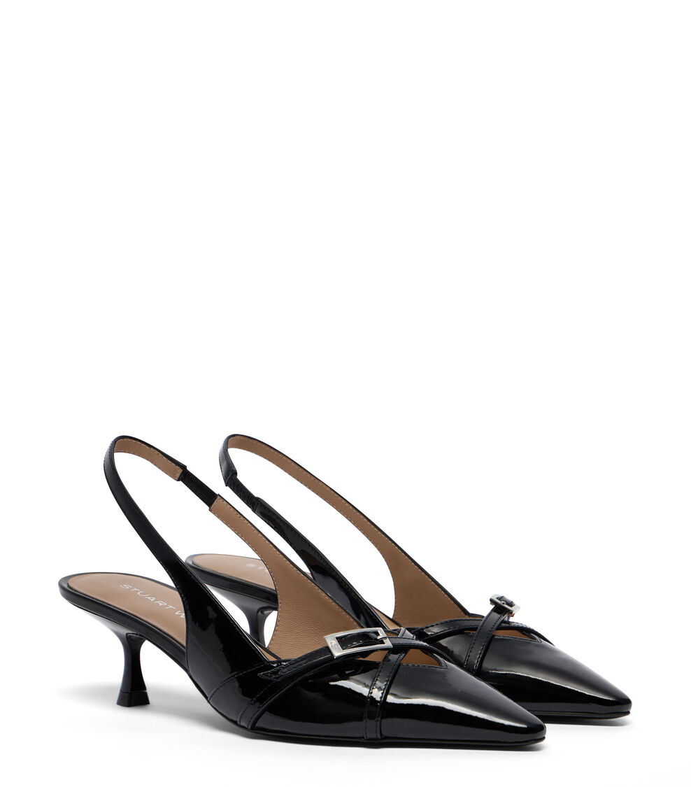 Stuart Weitzman GEORGIE SLINGBACK 50 BLACK SM977PATBLK