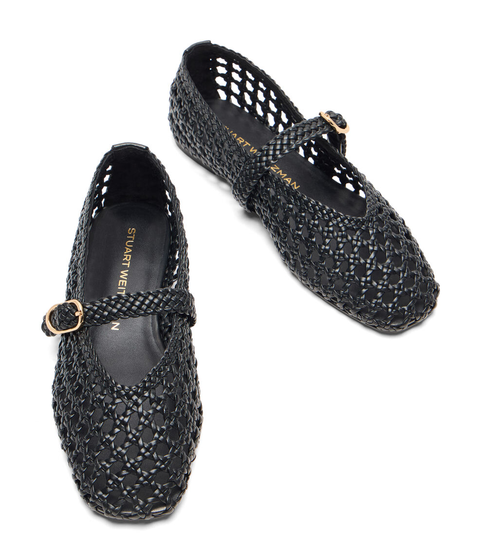 Stuart Weitzman PRIMA WOVEN MARY JANE BLACK SN724FIKBLK
